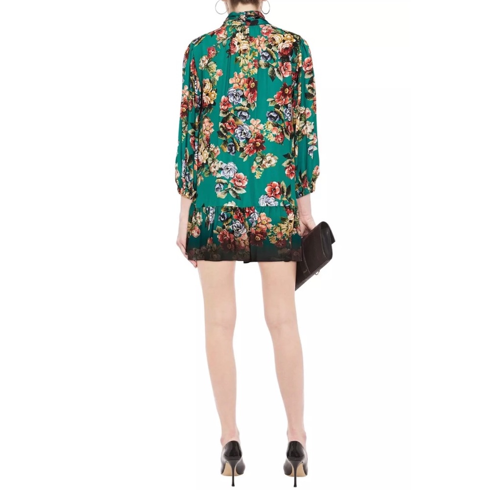 🎀SOLD🎀Alice + Olivia Merrilee Jade Floral Tie Neck Tunic Dress - Picture 3 of 11